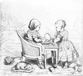 Albert, Prinz von Wales und Victoria, die Prinzessin Royal, graviert von Prinz Albert, ca. 1843